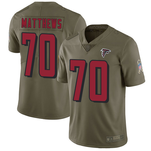 Atlanta Falcons Limited Olive Men Jake Matthews Jersey NFL Football #70 2017 Salute to Service->youth nfl jersey->Youth Jersey